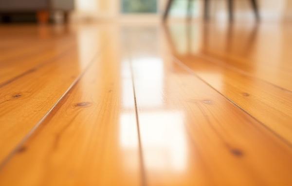 Glossy, polished hardwood floor reflecting light after deep cleaning in Destin